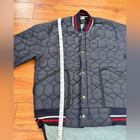 Vintage Neutral Gender Navy Quilted Bomber Jacket - Picture 13 of 14